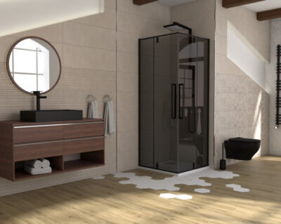 Tuš kabina CONCEPT ABSOLUT BLACK 80x80x200cm dark staklo 6mm sa pivot vratima