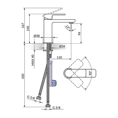 ROSAN S2 BATERIJA ZA LAVABO 230101
