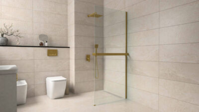 Walk-in COPEN MONTE SUPERIORE 900×2000 8mm staklo. polica i držač brušeno zlato