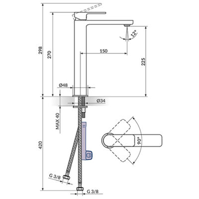 ROSAN S2 BATERIJA ZA LAVABO VISOKA 230109