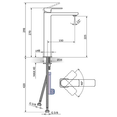 ROSAN S2 BATERIJA ZA LAVABO VISOKA 230209