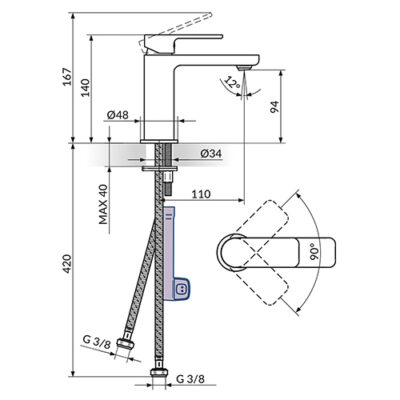 ROSAN S2 GOLD BATERIJA ZA LAVABO 230101G