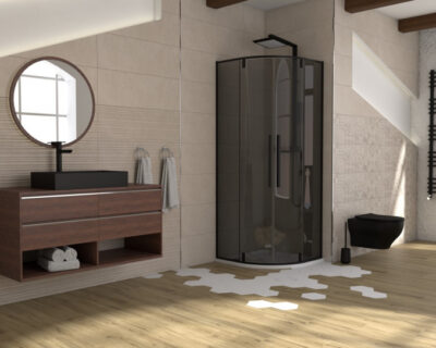 Tuš kabina CONCEPT ABSOLUT BLACK R80x200cm dark staklo 6mm sa pivot vratima