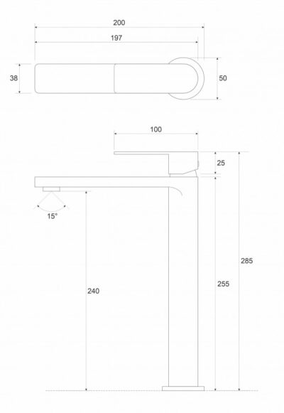 Baterija za lavabo visoka COPEN NOOK ganmetal