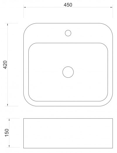 Lavabo nadgradni MINOTTI 420x450x150 mermerni