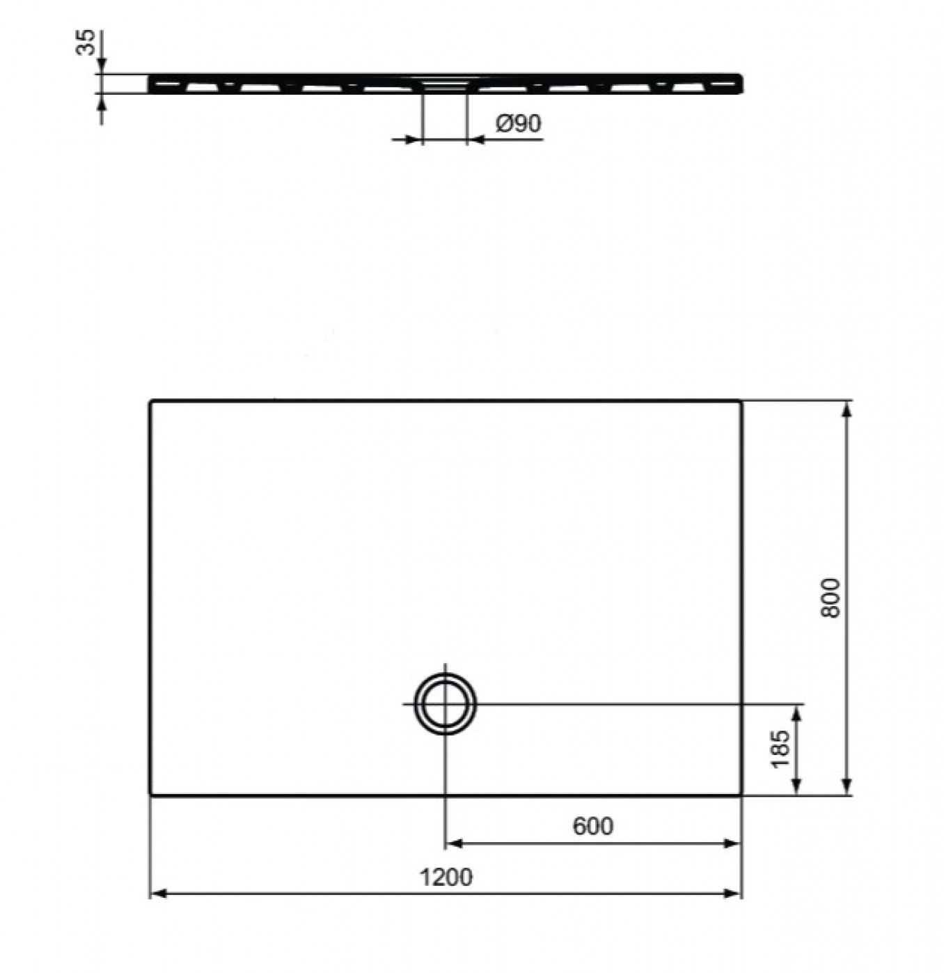 Tuš kadica IDEAL STANDARD STRADA 120x80 - Slika 2