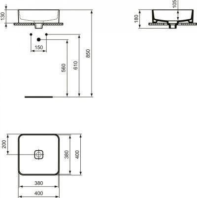 Lavabo IDEAL STANDARD STRADA II 40×40 nadgradni