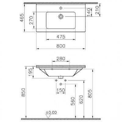 Lavabo VITRA S50 80×46.5cm vanity