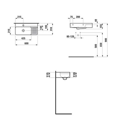 Lavabo Laufen VAL 60×32 asimetrični