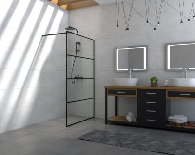 Stakleni paravan COPEN MONTE 800×2000 crni mat ram 8mm staklo
