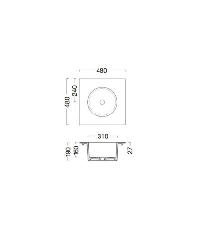 Lavabo COLAVENE SKYLAND. grigio mat 48×48