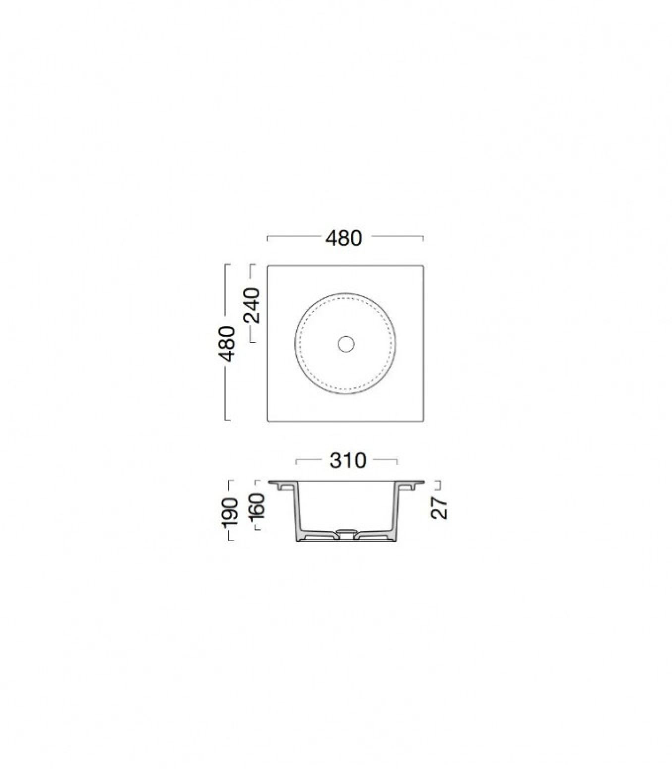 Lavabo COLAVENE SKYLAND terra mat 48x48 - Slika 2