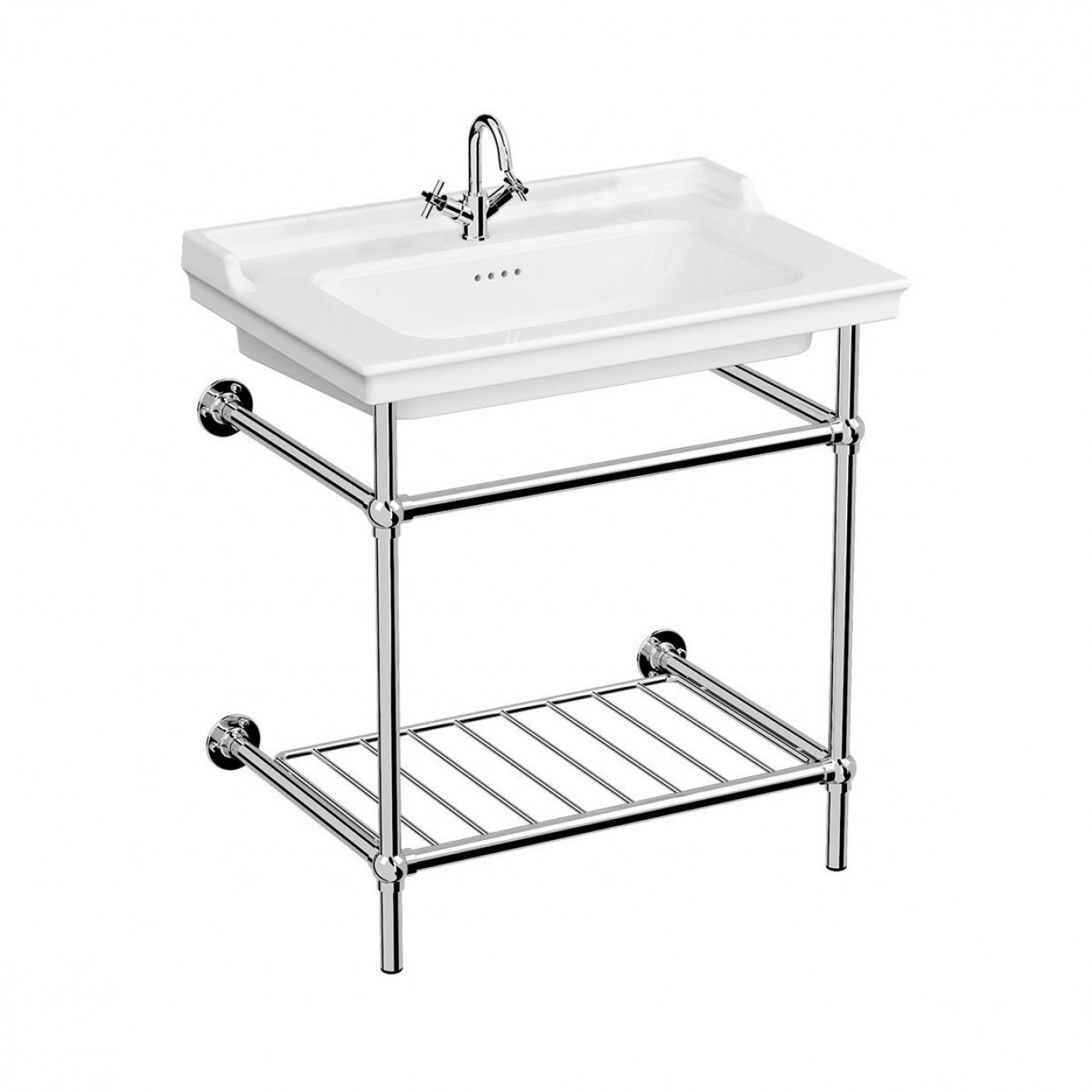 Lavabo VITRA VALARTE 80cm sa prelivom sa metalnim stalkom - Slika 2