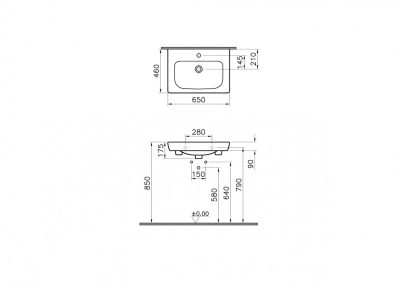 Lavabo nadgradni VITRA S20 65x46cm vanity