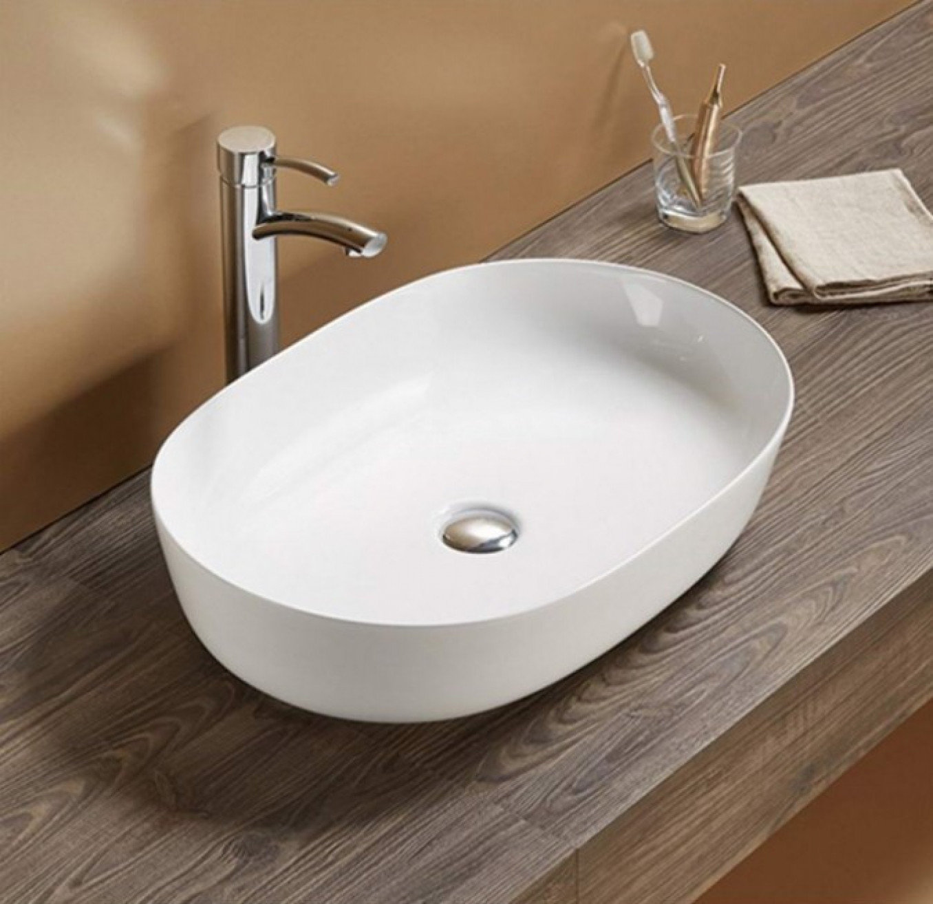 Lavabo nadgradni MINOTTI 600x415x135 sjaj beli - Slika 4