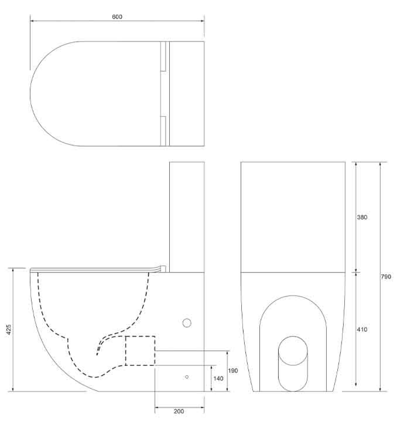 Monoblok PERLA rimless mat crni sa duroplast soft close wc daskom vario - Slika 2