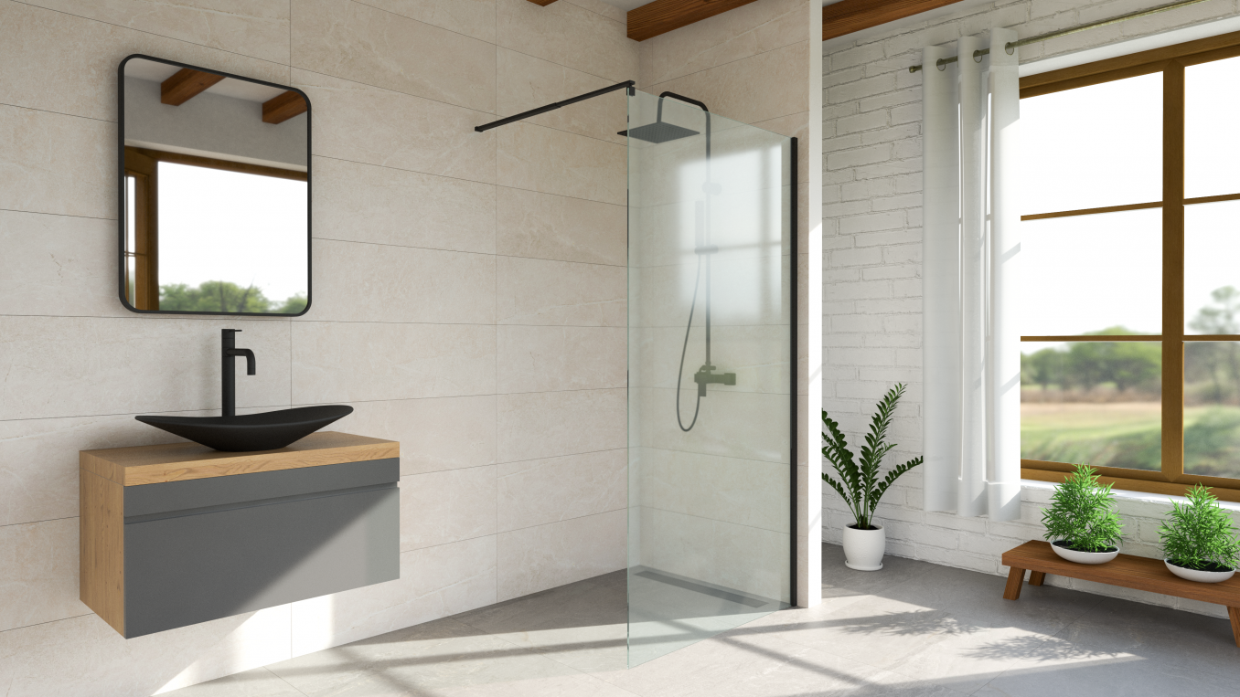 Walk-in COPEN PROJECT 900x2000 8mm staklo crni profil - Slika 2