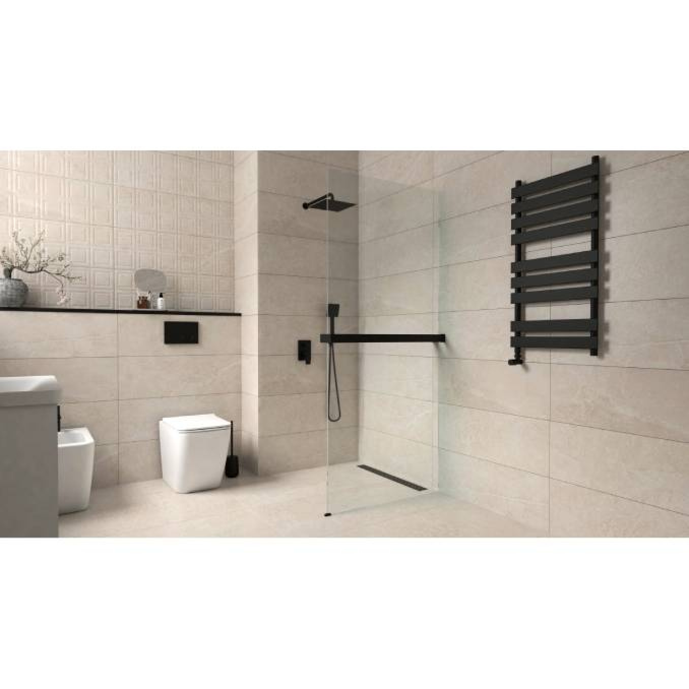 Walk-in COPEN MONTE SUPERIORE 900x2000. 8mm staklo. polica i držač mat crni - Slika 3