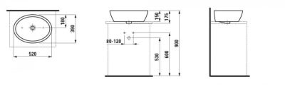 Lavabo Laufen PRO B 52×39 zdelasti sa prelivom