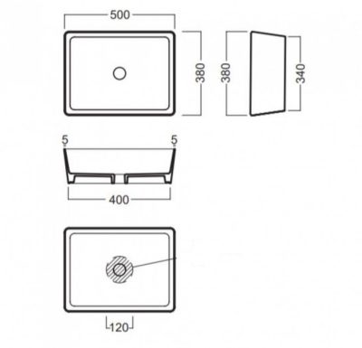 Lavabo nadgradni HATRIA HAPPYHOUR SLIM 11:00 500x380x155 white glossy
