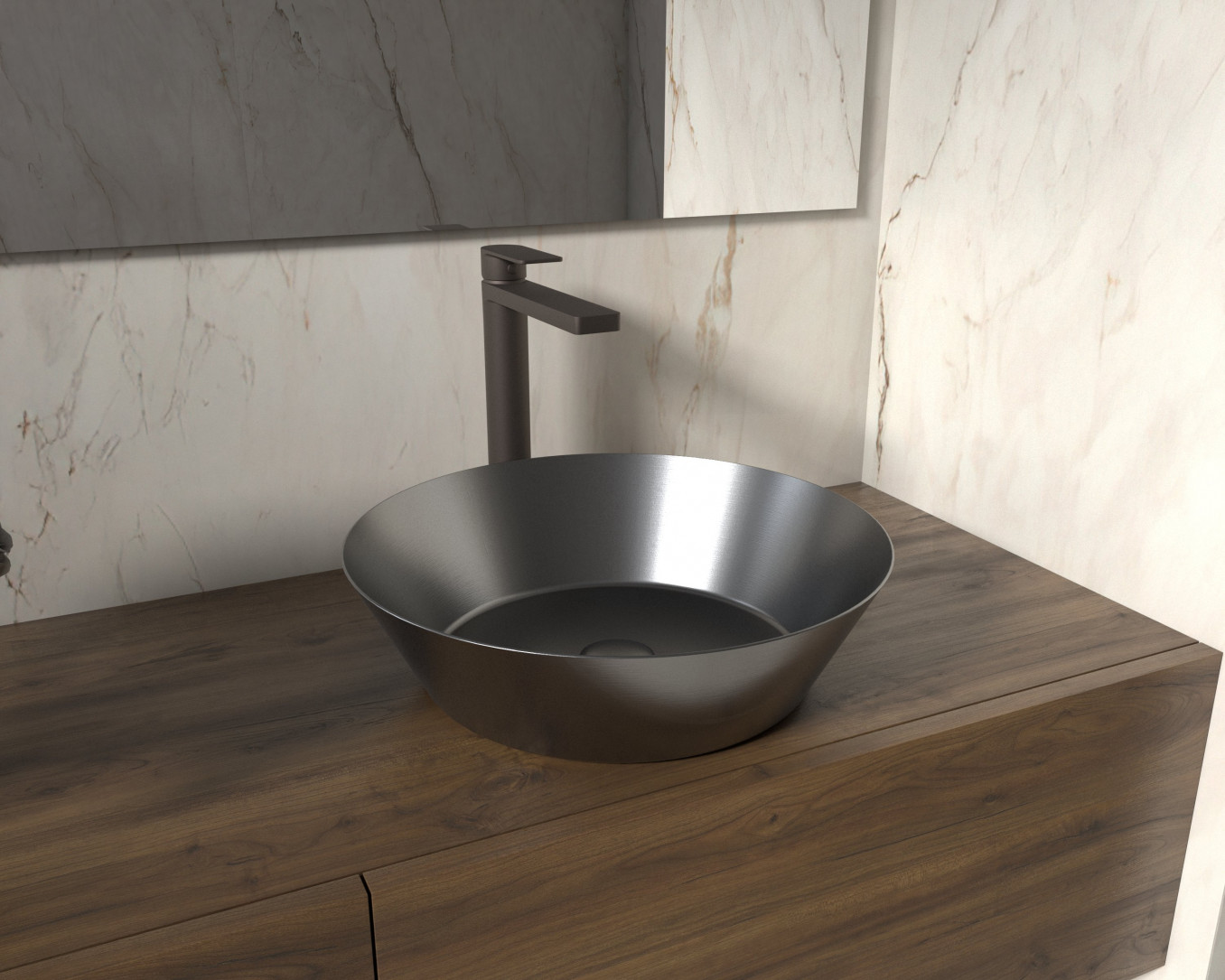 Metalni lavabo COPEN nadgradni 400x125mm gunmetal - Slika 7