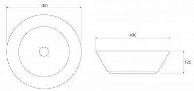 Metalni lavabo COPEN nadgradni 400x125mm gunmetal