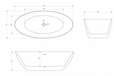 Kada samostojeća COPEN RITA 1700x800x580mm mat crna