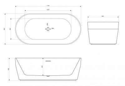 Kada samostojeća COPEN GINGER 1700x800x580mm bež/mat bela