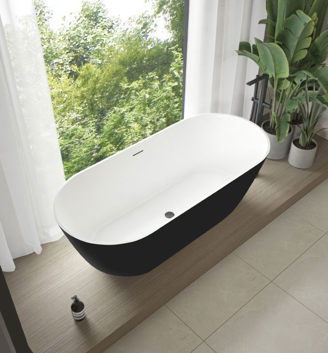 Kada samostojeća COPEN JUDY 1700x750x570mm mat crna/mat bela - Slika 2