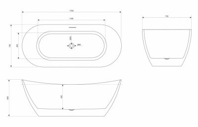 Kada samostojeća COPEN VIVIEN 1700x730x630mm sjajna bela