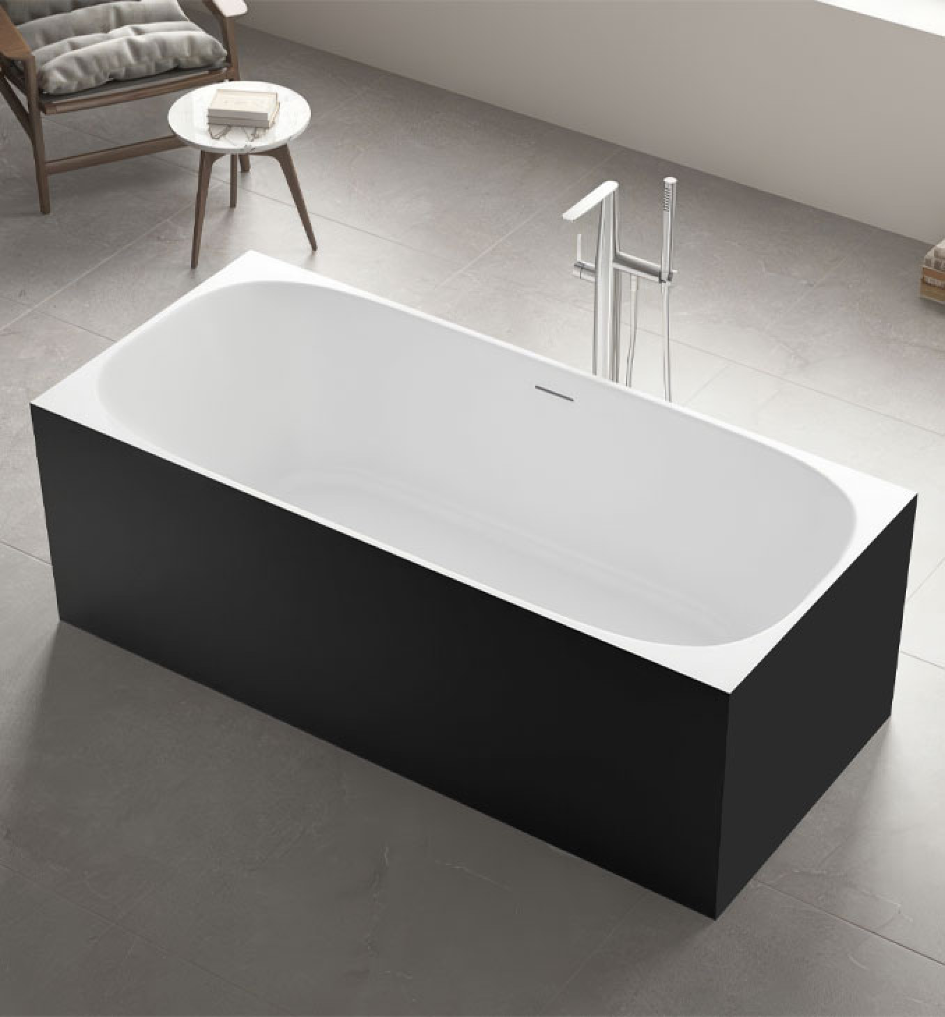 Kada samostojeća COPEN INGRID 1700x750x585mm mat crna/mat bela - Slika 3