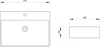 Lavabo nadgradni MINOTTI 515x380x150 sa otvorom za slavinu