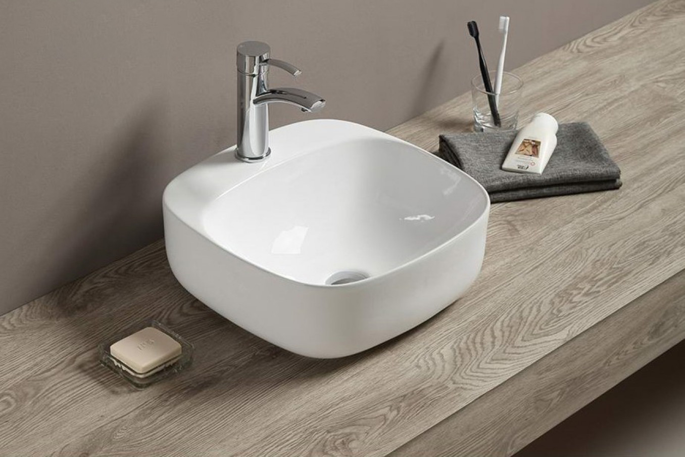 Lavabo nadgradni MINOTTI 410x420x150 sa otvorom za slavinu - Slika 4