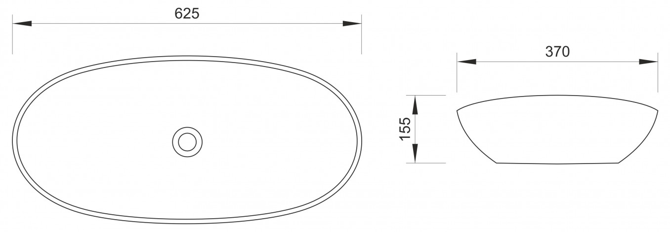 Lavabo nadgradni MINOTTI 625x370x155 mat crni - Slika 3