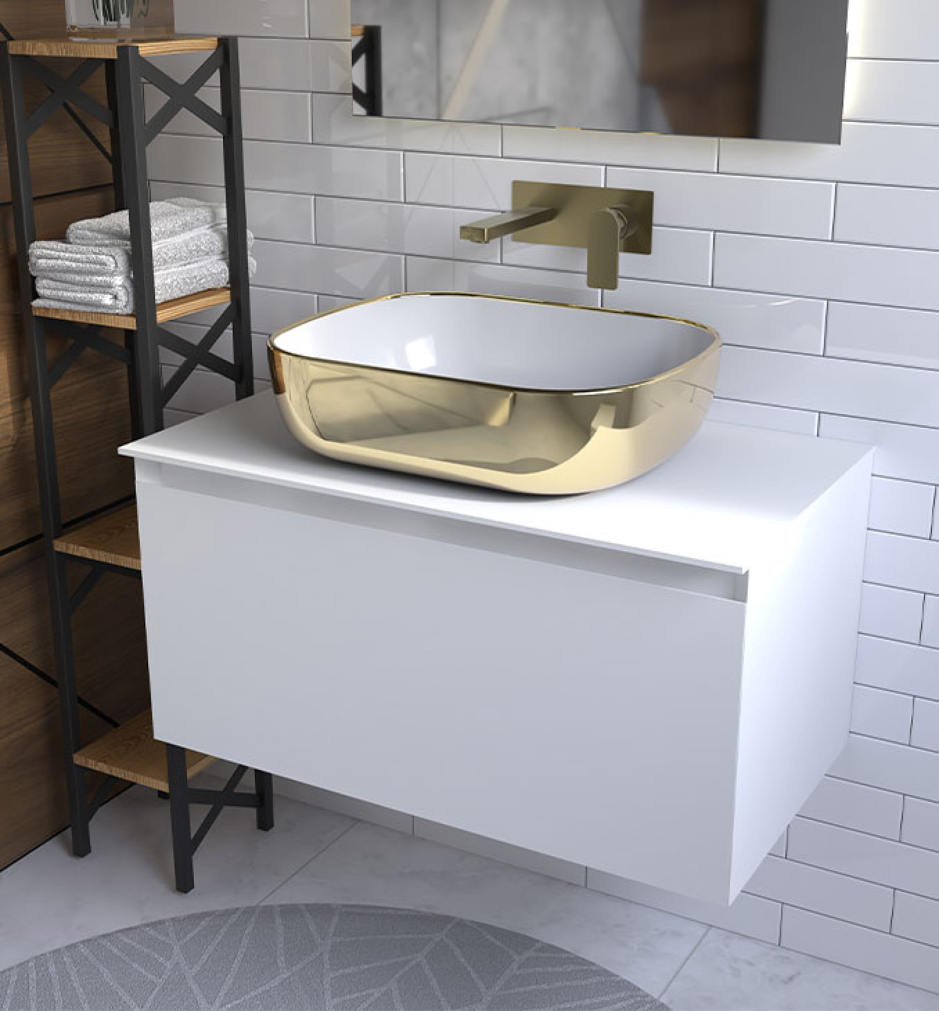 Lavabo COPEN nadgradni 505x405x140 zlatno beli - Slika 3
