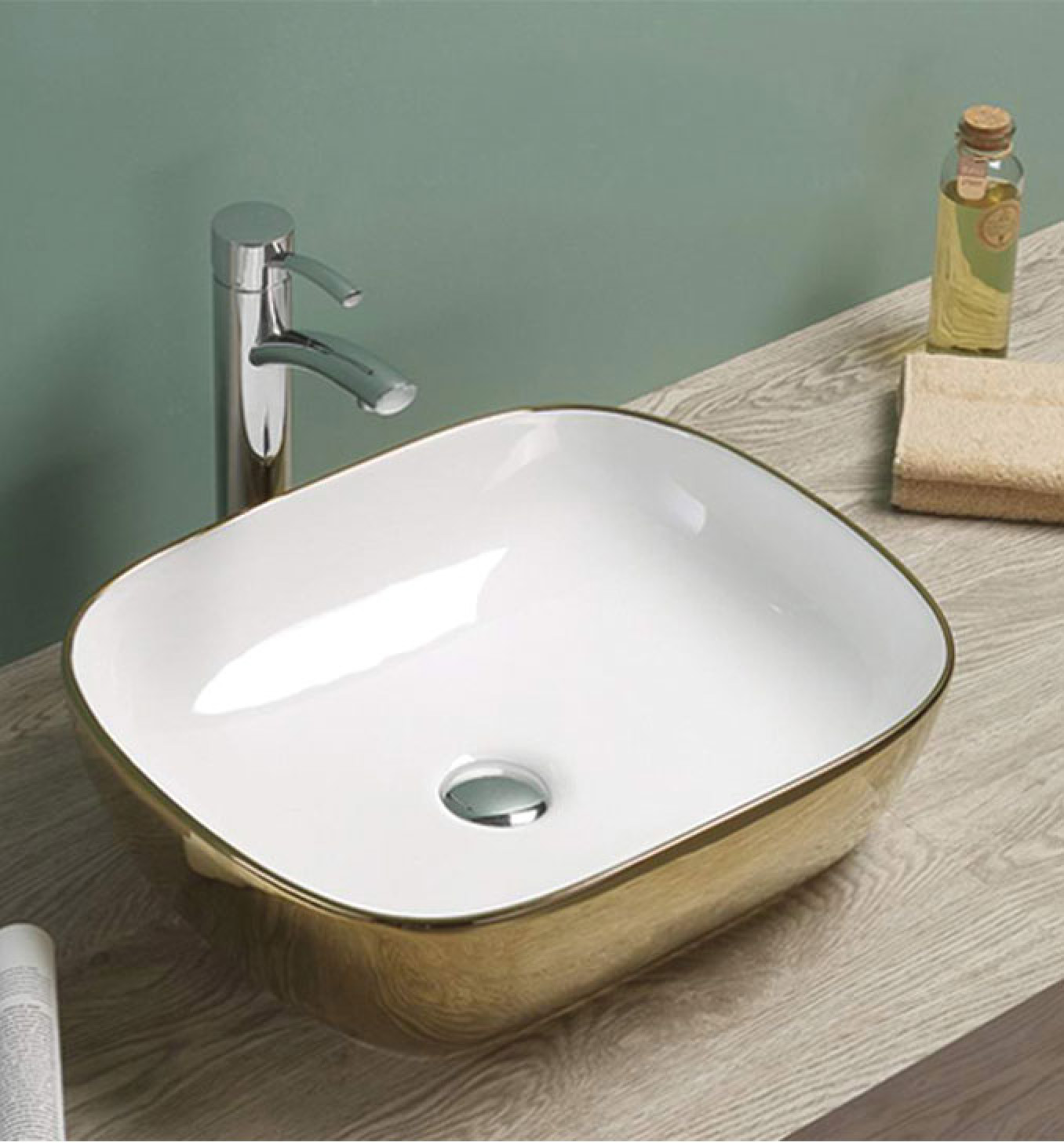 Lavabo COPEN nadgradni 505x405x140 zlatno beli - Slika 2