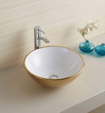 Lavabo COPEN nadgradni 415x415x155 zlatno beli
