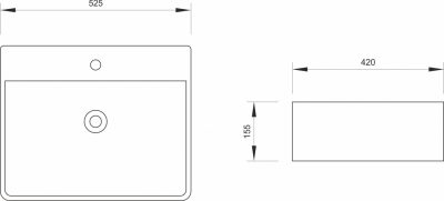 Lavabo nadgradni MINOTTI 525x420x155 mat crni