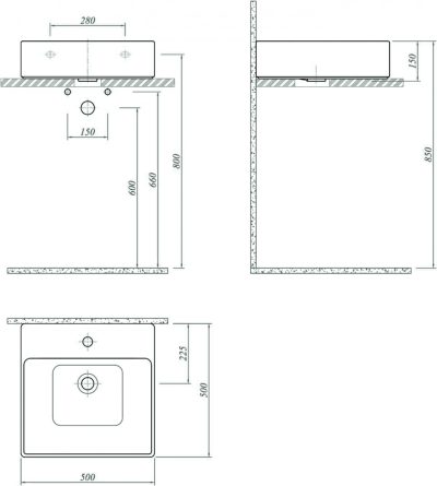 Lavabo KALE ETERNAL 500×500 sa šrafovima za montažu