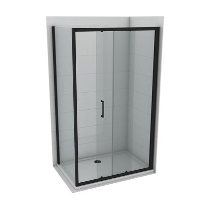 Stakleni paravan COPEN ATLAS BLACK 1200×1950 transparentno staklo 6mm crni mat ram C-02-B4120T