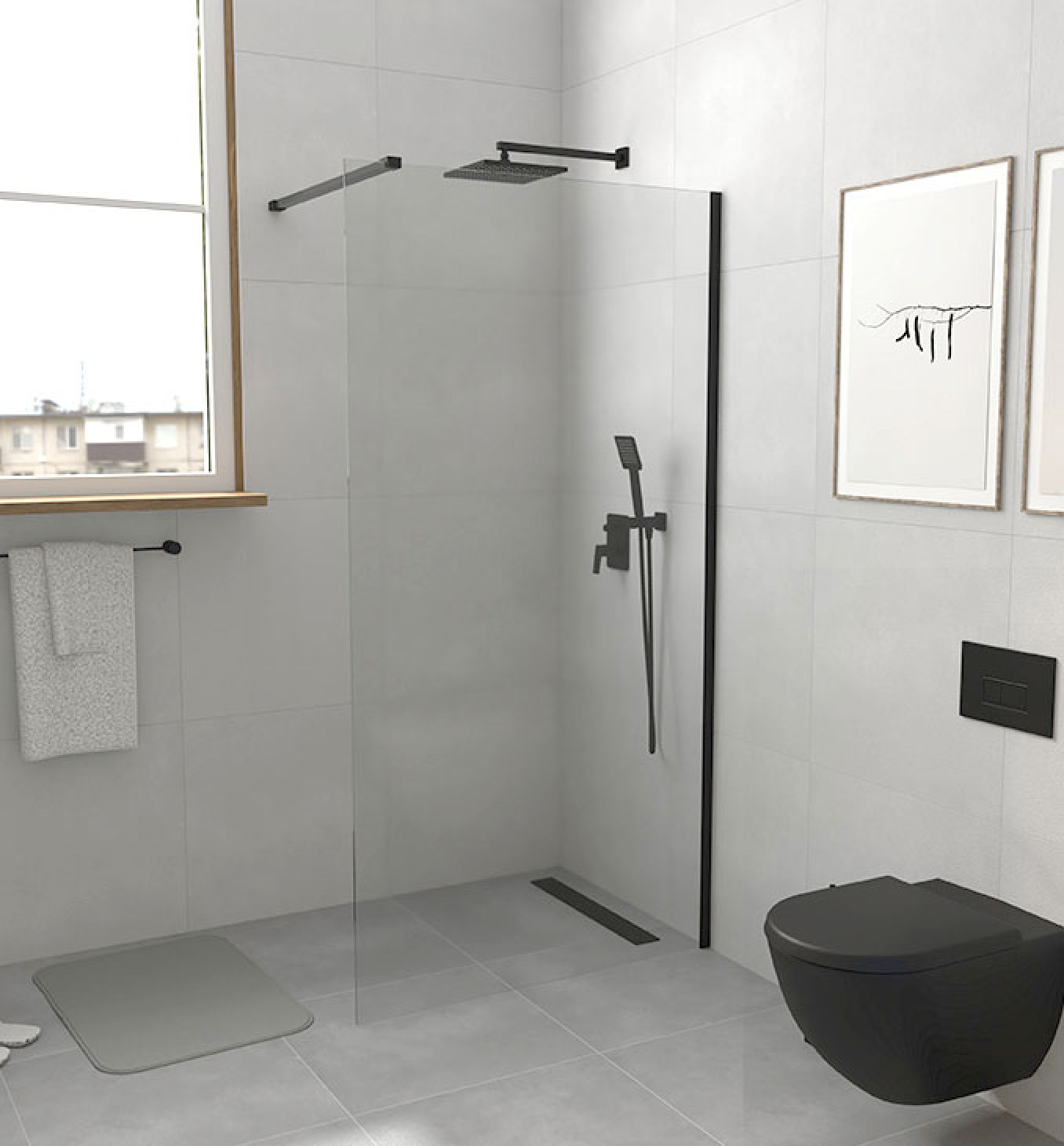 Walk-in COPEN MONTE 1000x2000 8mm staklo. mat crni - Slika 2