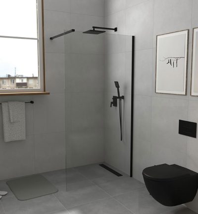 Walk-in COPEN MONTE 800×2000 8mm staklo. mat crni