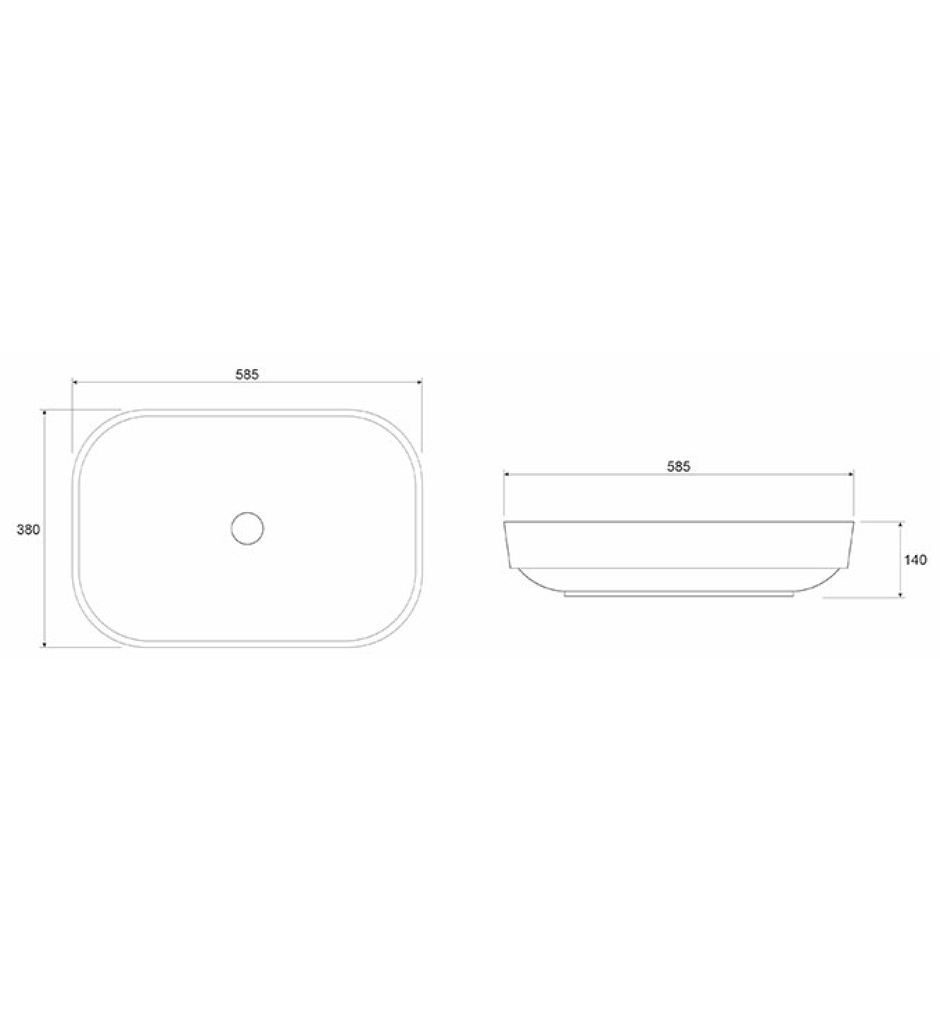 Lavabo COPEN nadgradni 585x380x140 matt white - Slika 3