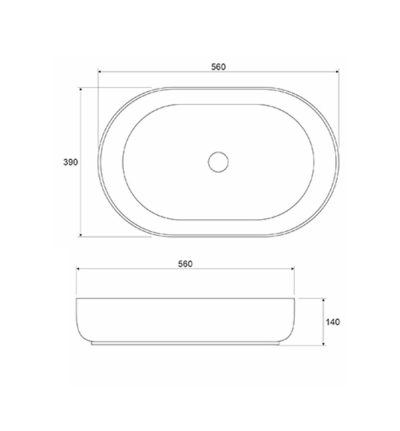 Lavabo COPEN nadgradni 560x390x140 matt black