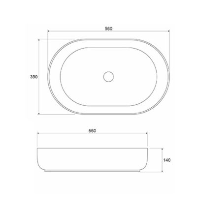 Lavabo COPEN nadgradni 560x390x140 matt white