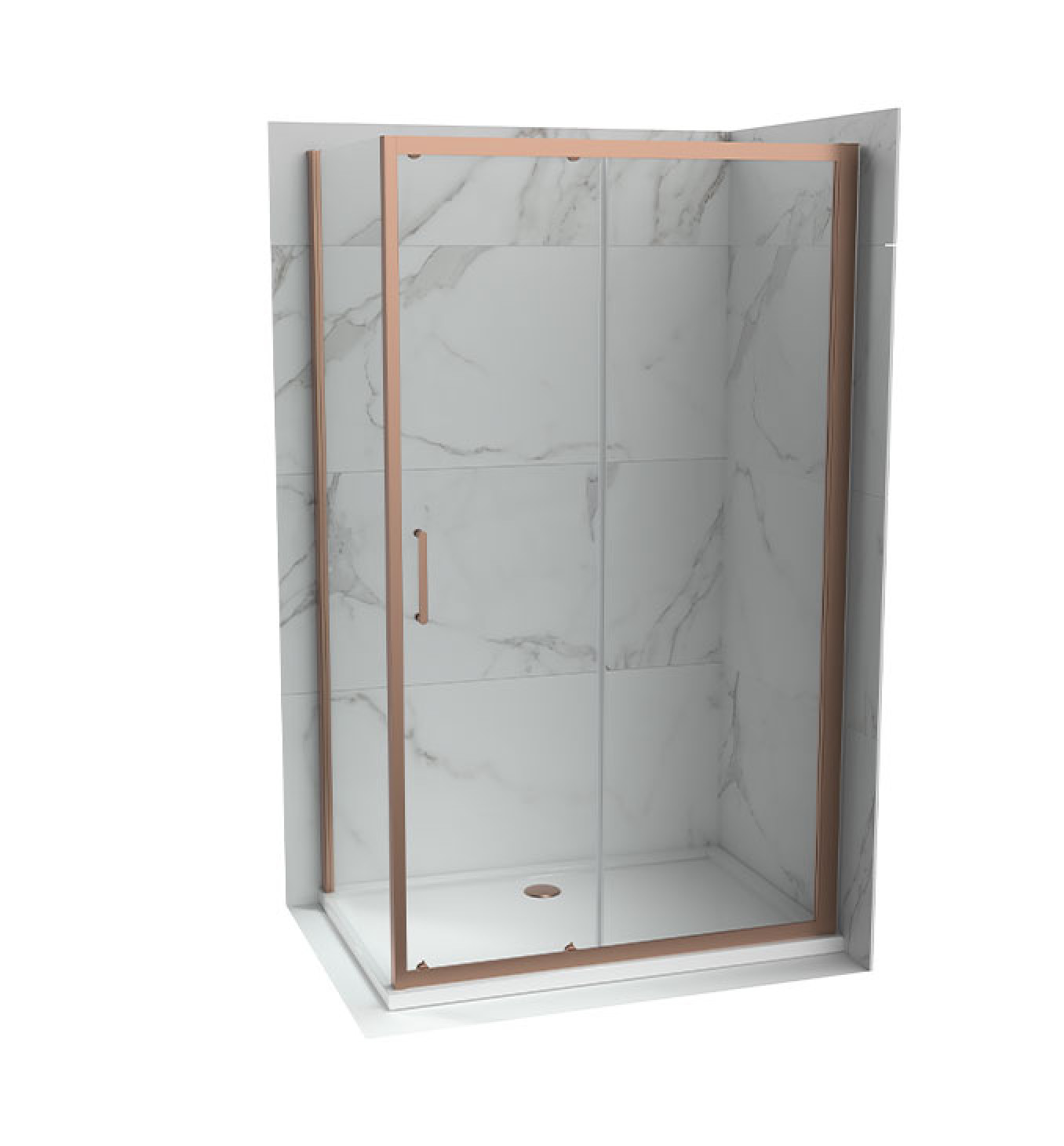 Tuš kabina ATLAS PRO 100x90 cm staklo 6mm rose gold