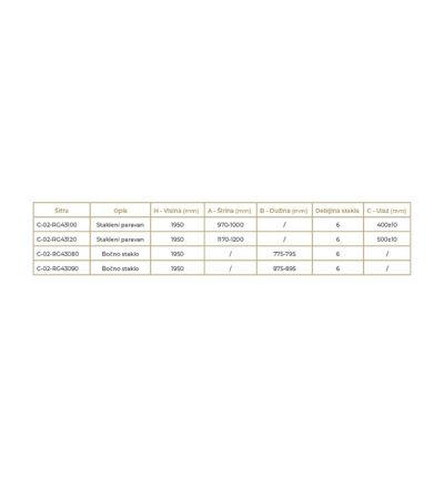 Tuš kabina ATLAS PRO 100×90 cm staklo 6mm rose gold