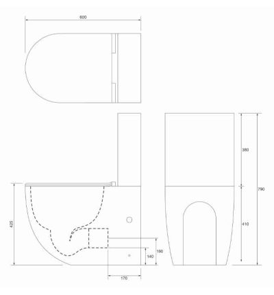 Monoblok OPTIMO rimless sa duroplast soft close wc daskom