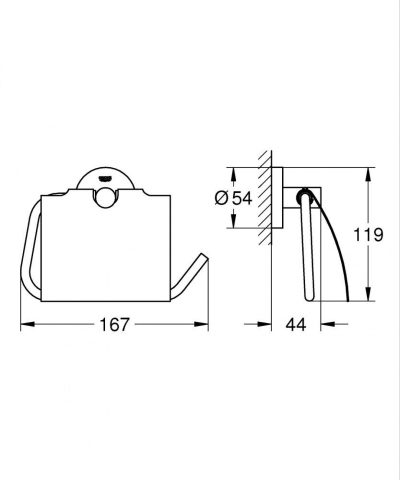 Držač toalet papira GROHE ESSENTIALS sa poklopcem brushed hard graphite