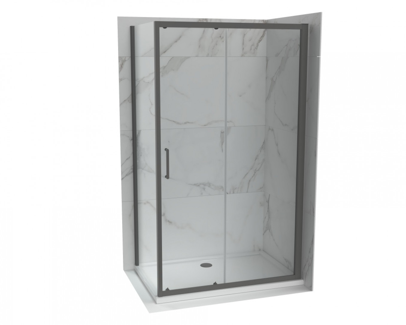 Tuš kabina ATLAS PRO 1000x900 gunmetal. staklo 6mm providno